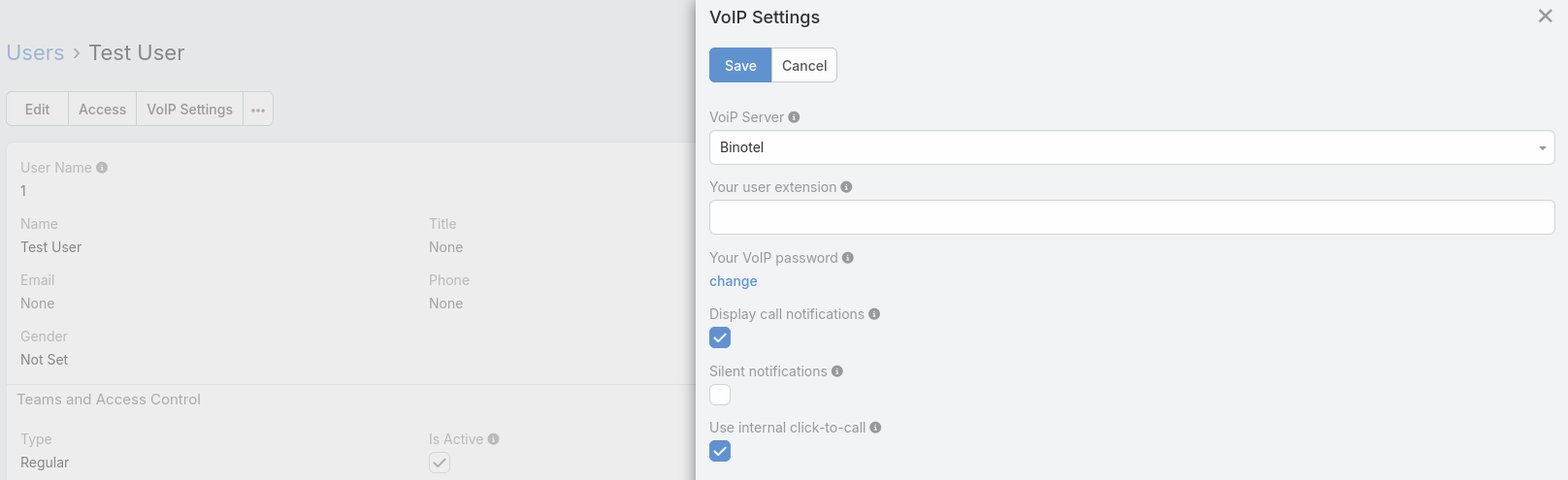 VoIP settings
