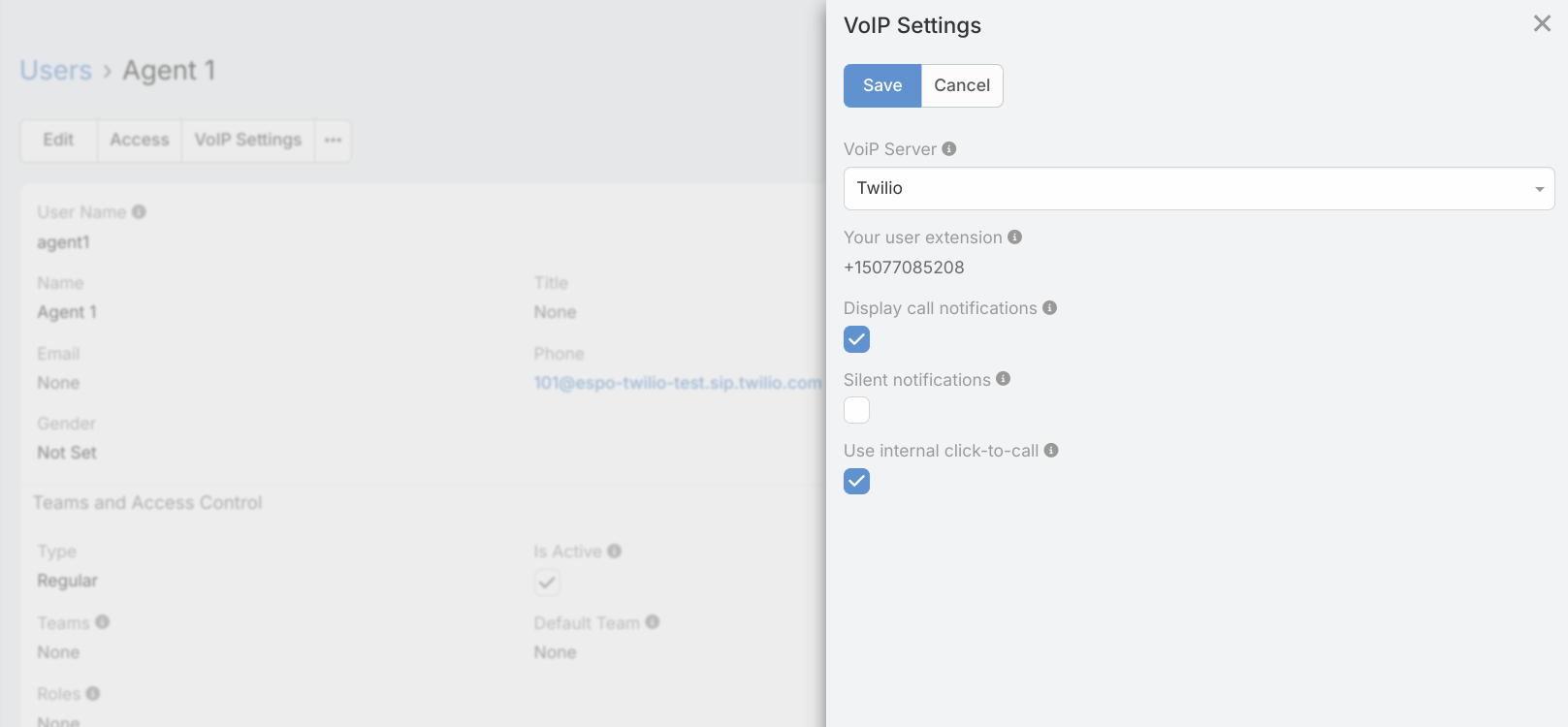 VoIP settings
